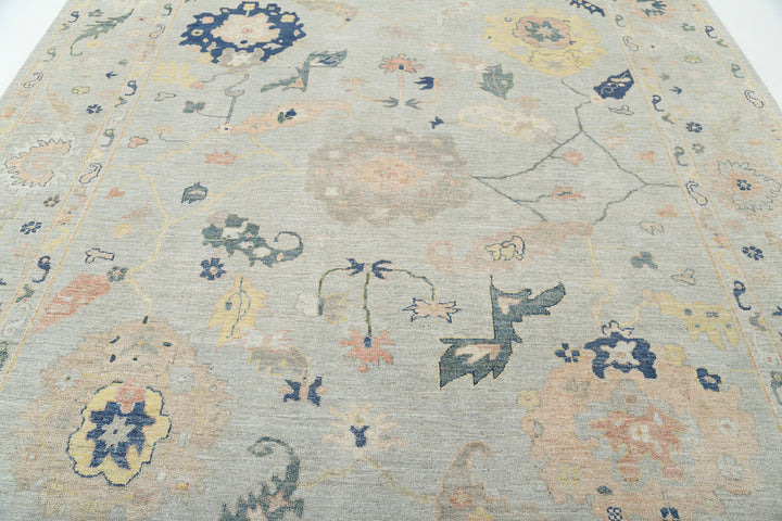 Hand Knotted Oushak Wool Rug 9' 1" x 11' 9" - No. AT74037