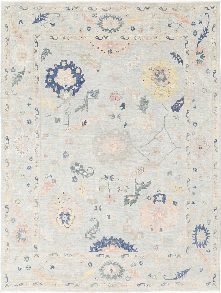 Hand Knotted Oushak Wool Rug 9' 1" x 11' 9" - No. AT74037