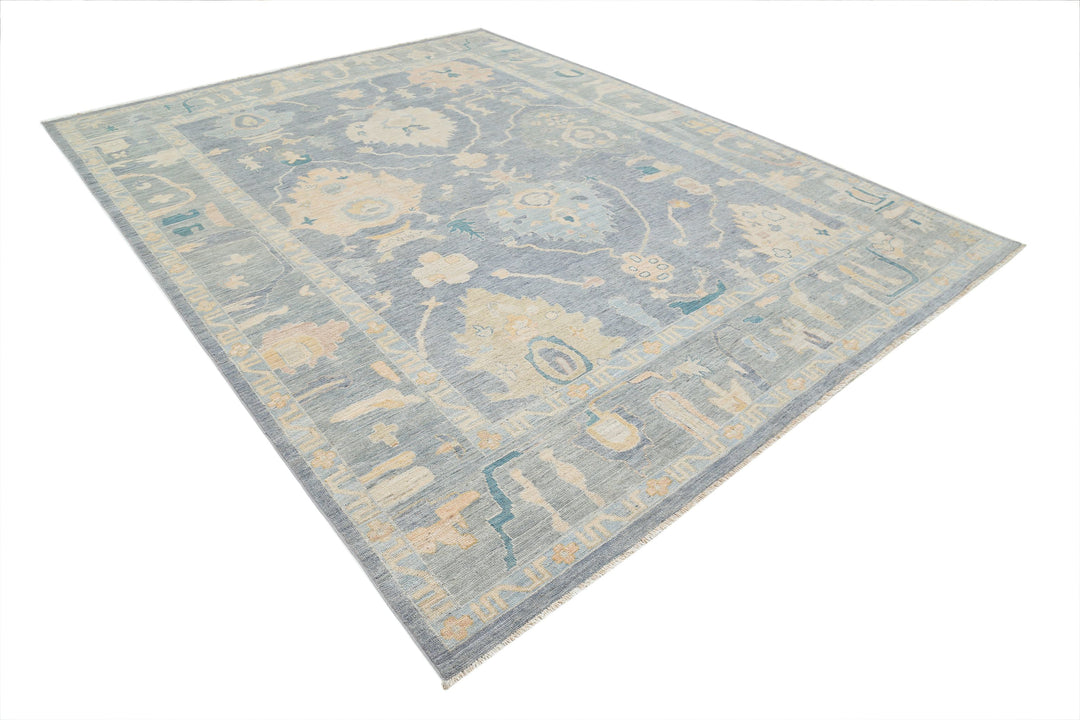 Hand Knotted Oushak Wool Rug 8' 11" x 11' 7" - No. AT94667
