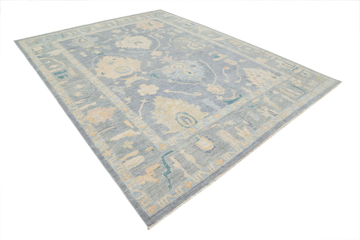 Hand Knotted Oushak Wool Rug 8' 11" x 11' 7" - No. AT94667