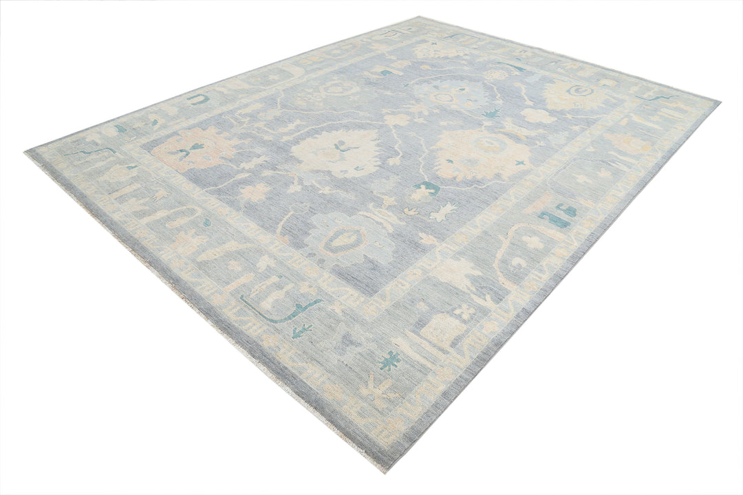 Hand Knotted Oushak Wool Rug 8' 11" x 11' 7" - No. AT94667