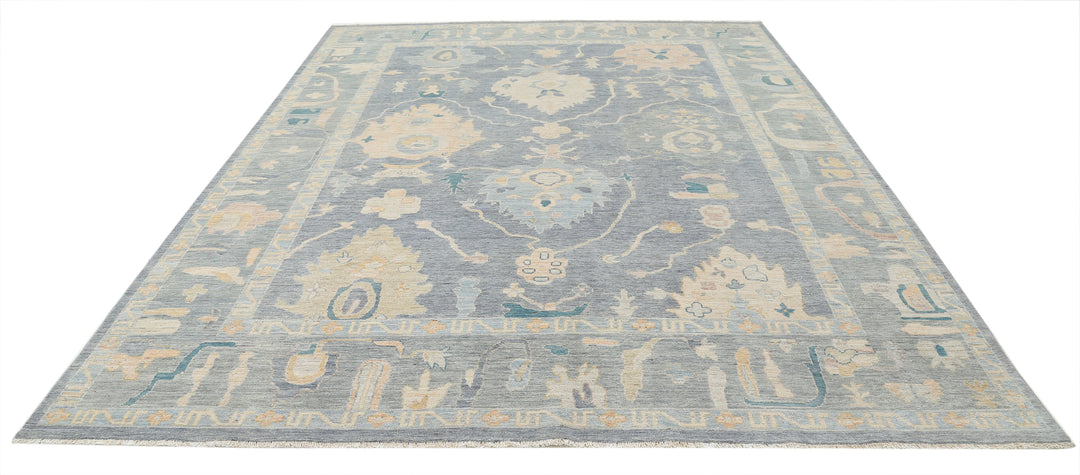 Hand Knotted Oushak Wool Rug 8' 11" x 11' 7" - No. AT94667