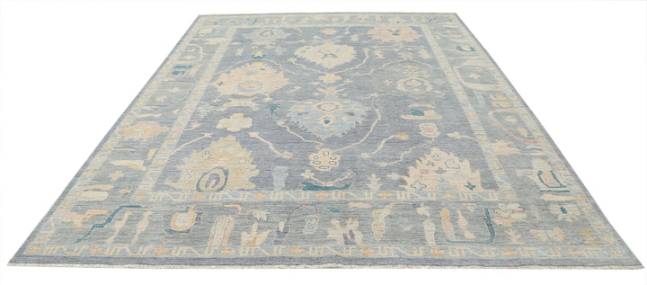 Hand Knotted Oushak Wool Rug 8' 11" x 11' 7" - No. AT94667