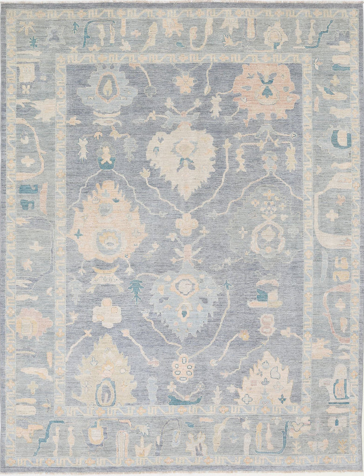 Hand Knotted Oushak Wool Rug 8' 11" x 11' 7" - No. AT94667