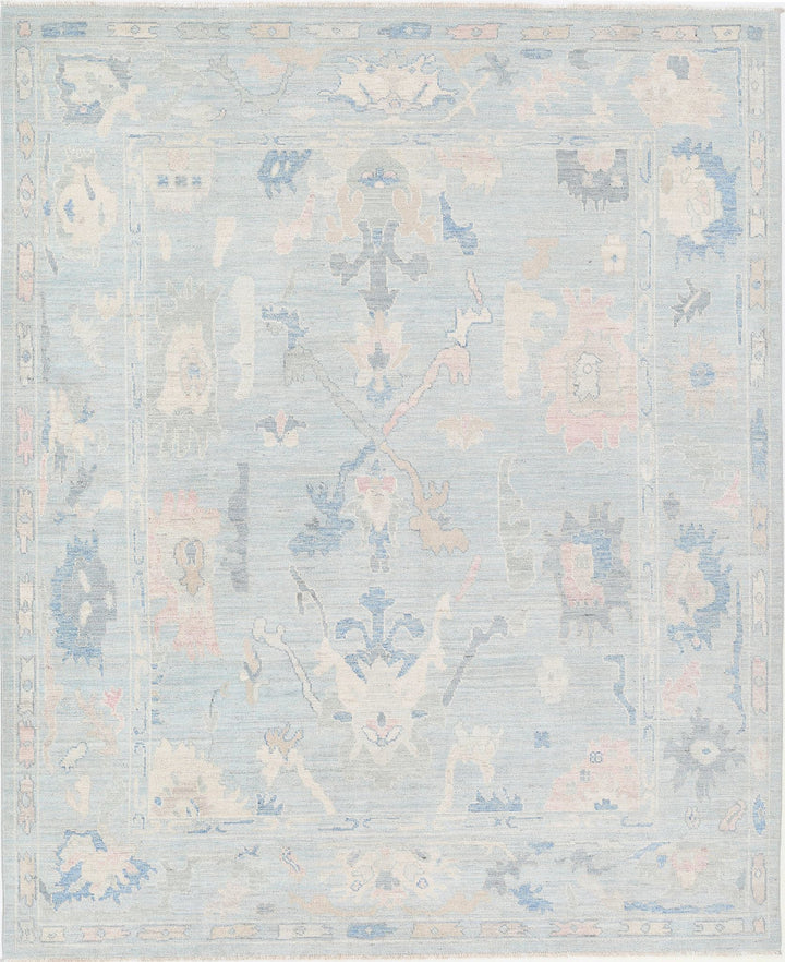 Hand Knotted Oushak Wool Rug 8' 4" x 10' 1" - No. AT49027