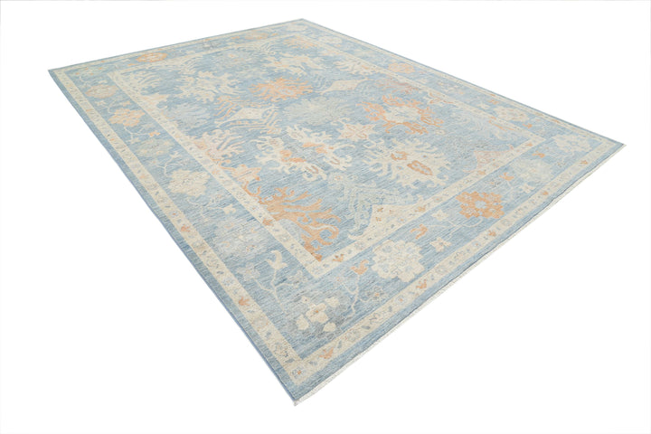 Hand Knotted Oushak Wool Rug 8' 10" x 11' 8" - No. AT12982
