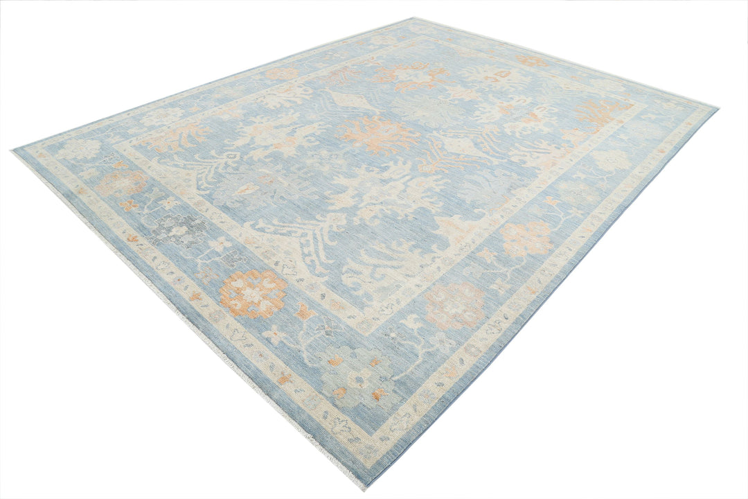 Hand Knotted Oushak Wool Rug 8' 10" x 11' 8" - No. AT12982