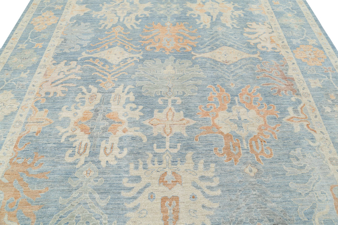 Hand Knotted Oushak Wool Rug 8' 10" x 11' 8" - No. AT12982