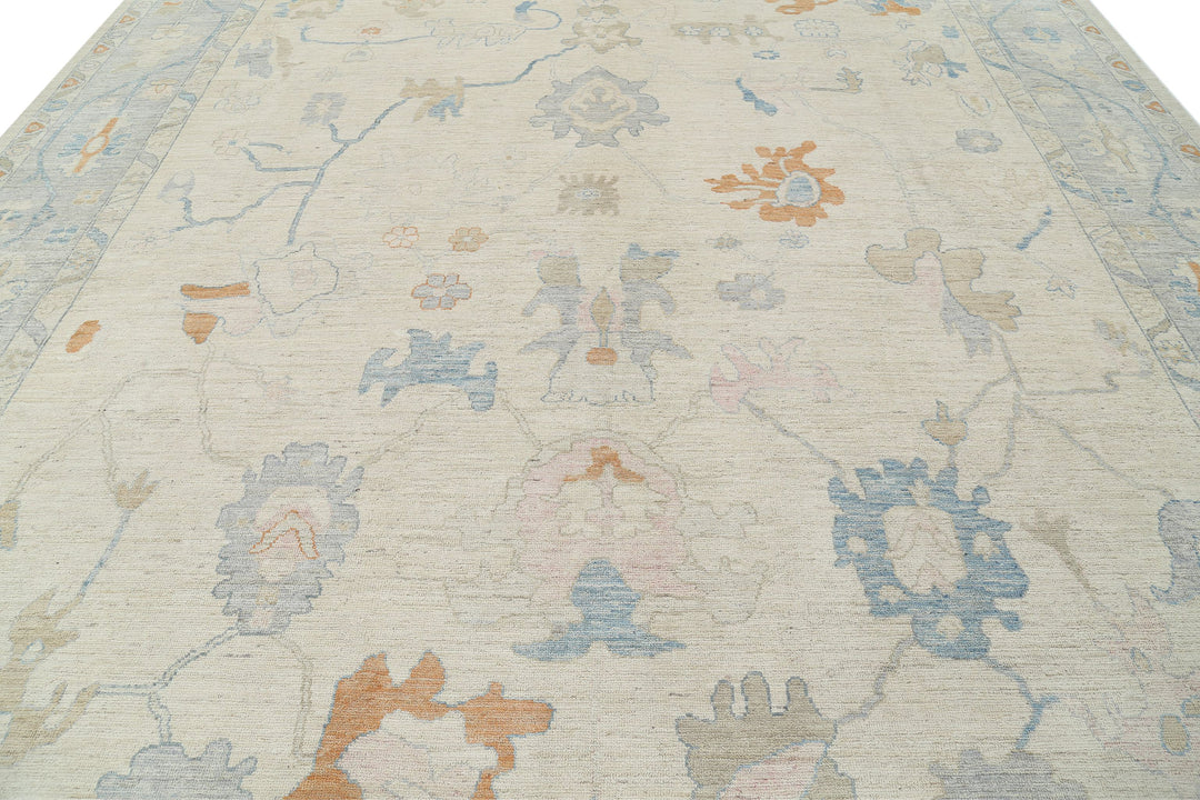 Hand Knotted Oushak Wool Rug 12' 1" x 14' 6" - No. AT22793