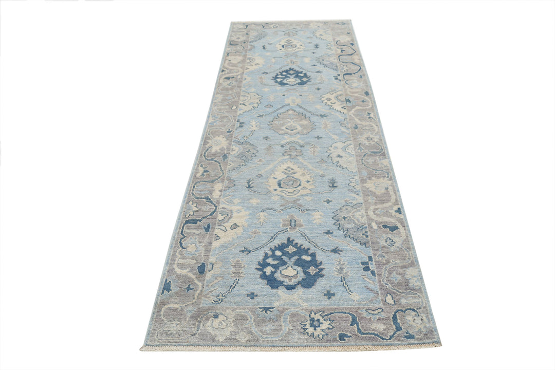 Hand Knotted Oushak Wool Rug 3' 2" x 9' 7" - No. AT29833