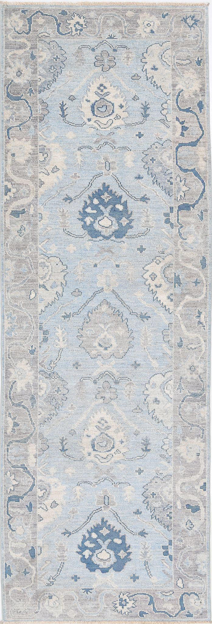 Hand Knotted Oushak Wool Rug 3' 2" x 9' 7" - No. AT29833