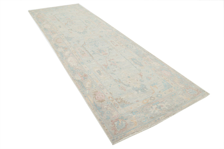 Hand Knotted Oushak Wool Rug 4' 1" x 12' 6" - No. AT30077