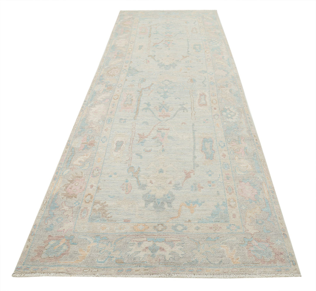 Hand Knotted Oushak Wool Rug 4' 1" x 12' 6" - No. AT30077