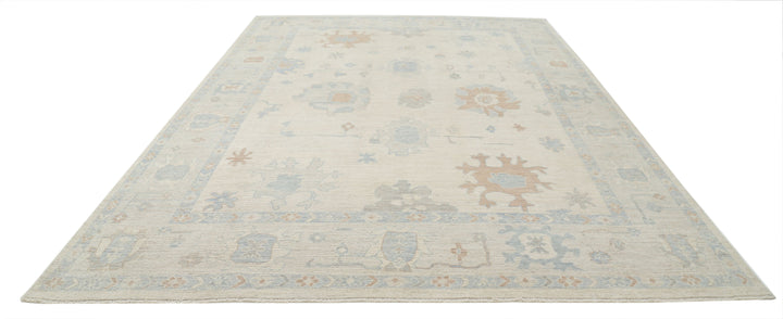 Hand Knotted Oushak Wool Rug 9' 9" x 13' 4" - No. AT44622