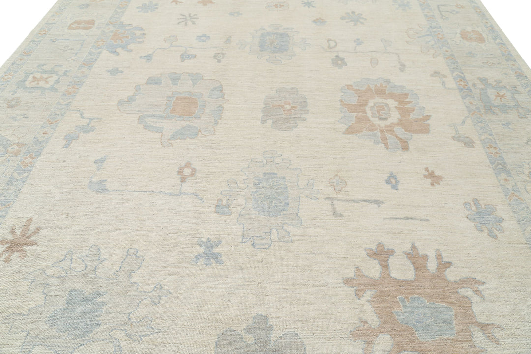 Hand Knotted Oushak Wool Rug 9' 9" x 13' 4" - No. AT44622