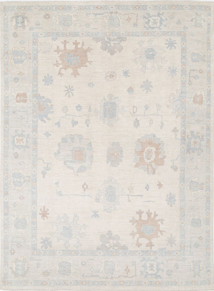 Hand Knotted Oushak Wool Rug 9' 9" x 13' 4" - No. AT44622