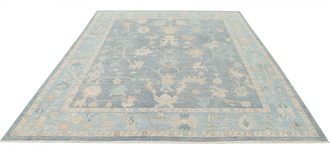 Hand Knotted Oushak Wool Rug 8' 4" x 9' 11" - No. AT74689
