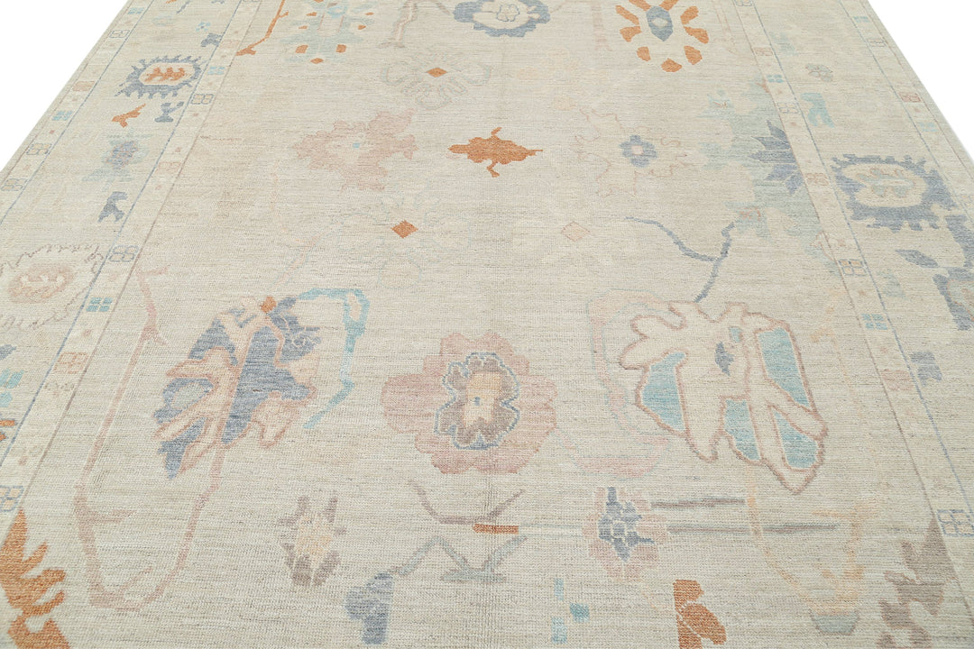 Hand Knotted Oushak Wool Rug 9' 1" x 12' 0" - No. AT97512