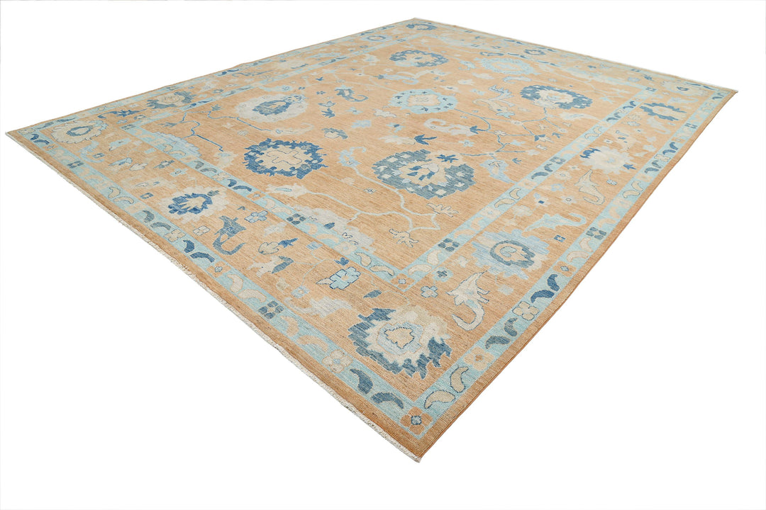 Hand Knotted Oushak Wool Rug 12' 0" x 15' 3" - No. AT93193