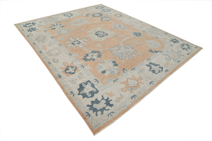 Hand Knotted Oushak Wool Rug 8' 0" x 9' 10" - No. AT17818