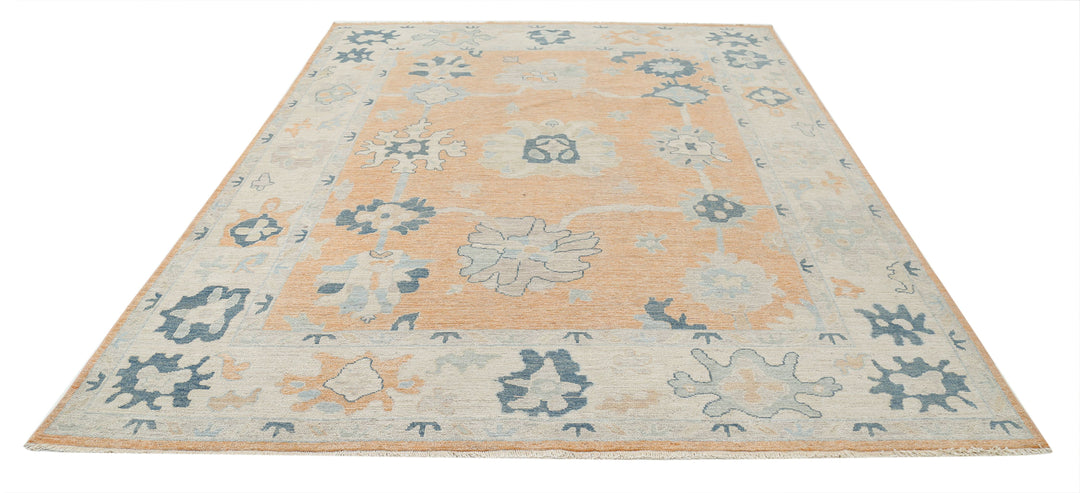 Hand Knotted Oushak Wool Rug 8' 0" x 9' 10" - No. AT17818