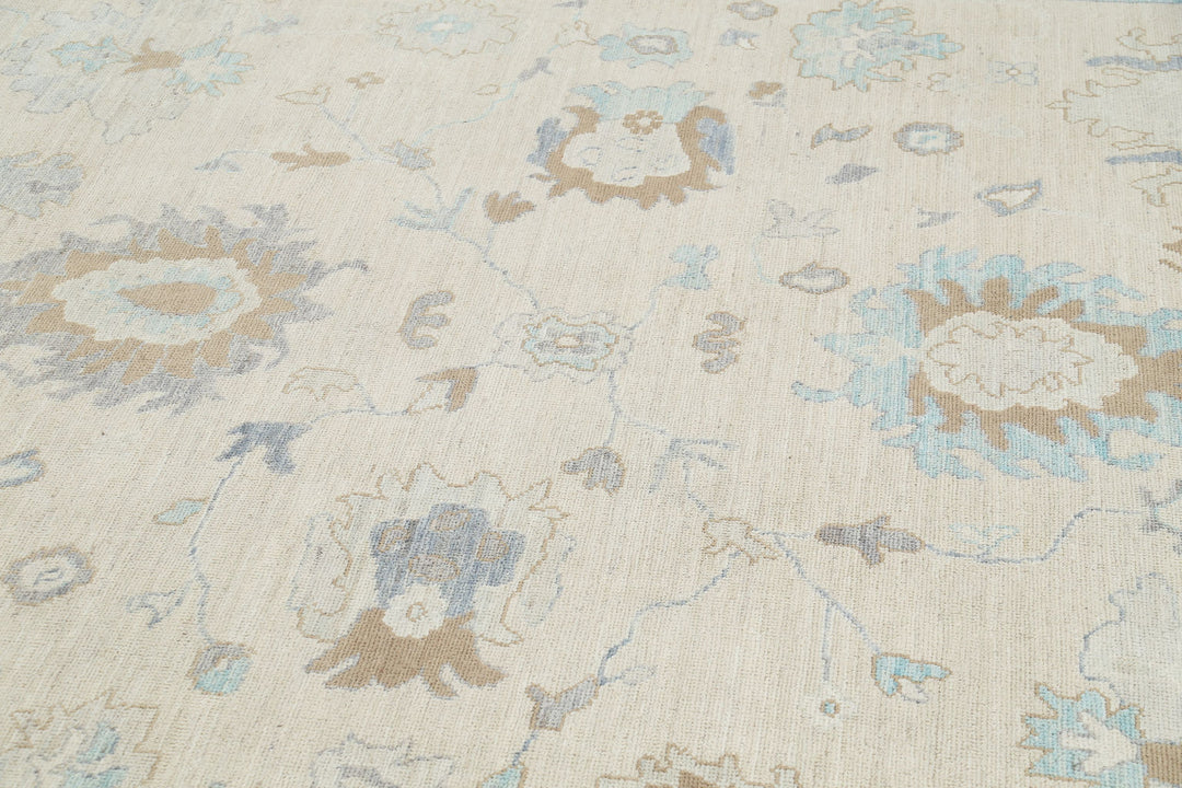 Hand Knotted Oushak Wool Rug 9' 2" x 11' 9" - No. AT16472