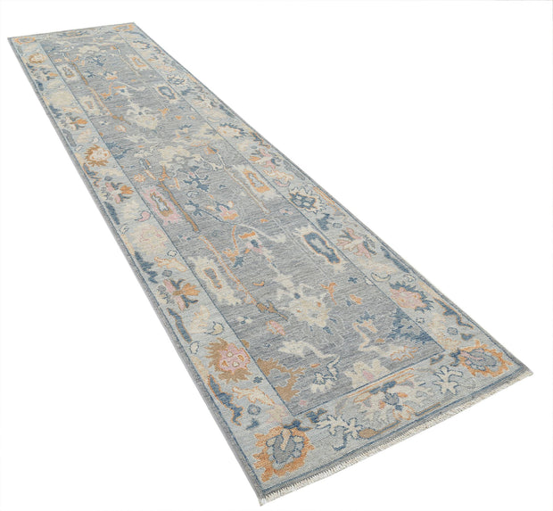 Hand Knotted Oushak Wool Rug 3' 3" x 12' 4" - No. AT53324