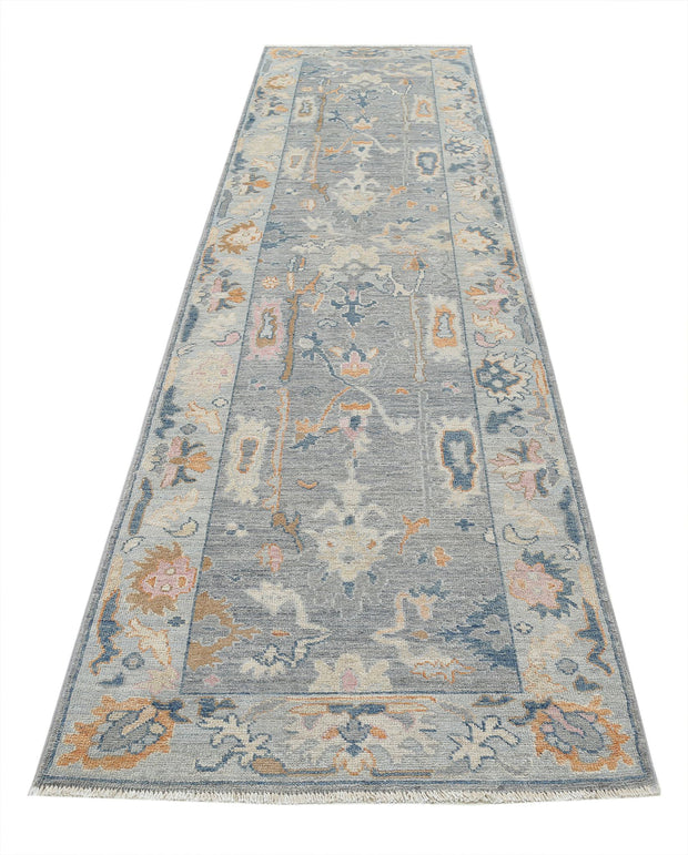 Hand Knotted Oushak Wool Rug 3' 3" x 12' 4" - No. AT53324
