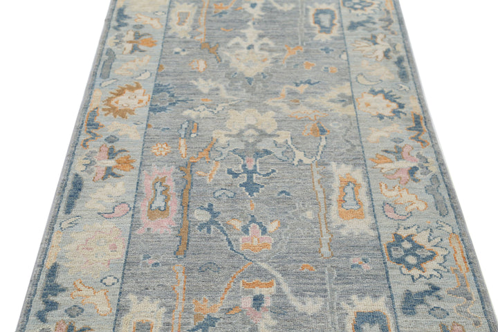 Hand Knotted Oushak Wool Rug 3' 3" x 12' 4" - No. AT53324