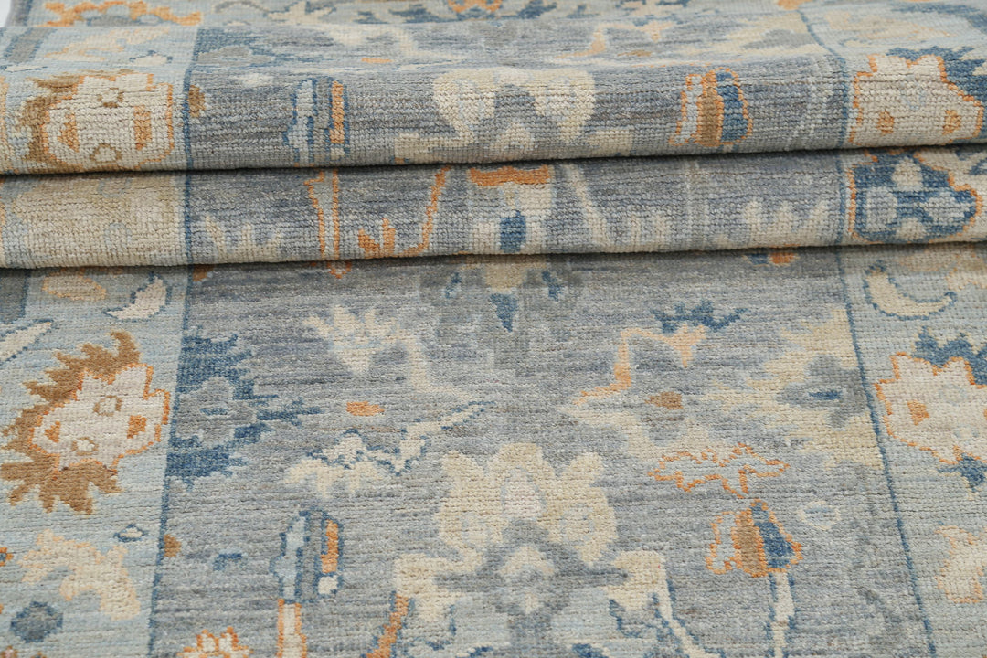 Hand Knotted Oushak Wool Rug 3' 3" x 12' 4" - No. AT53324