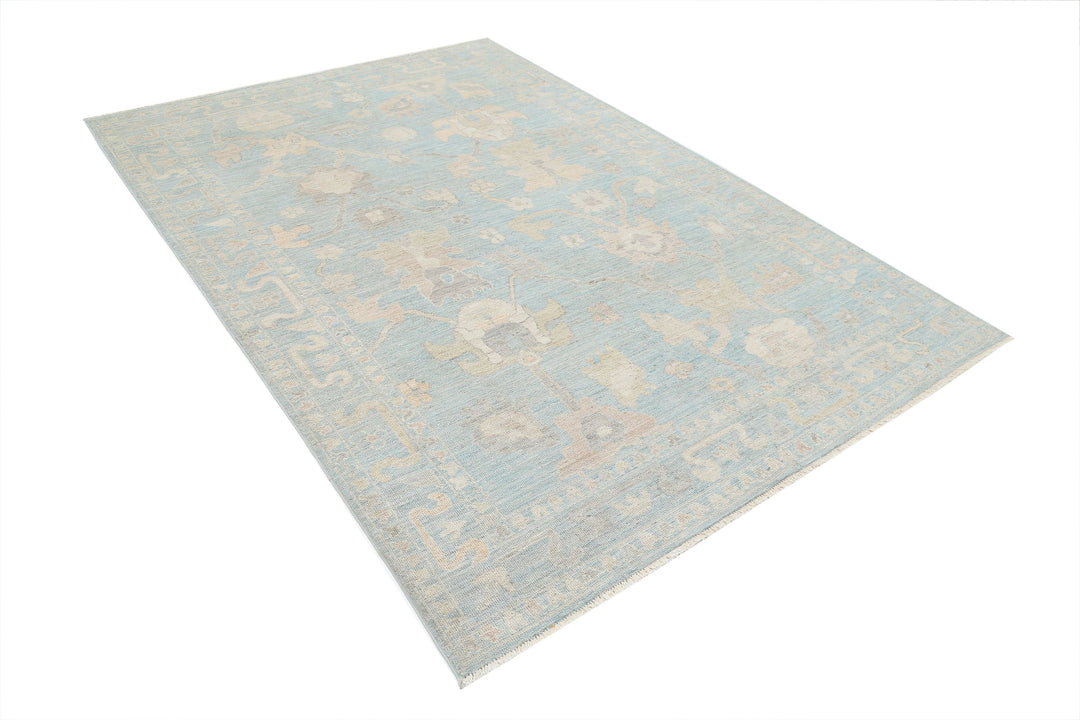 Hand Knotted Oushak Wool Rug 6' 0" x 8' 10" - No. AT91689