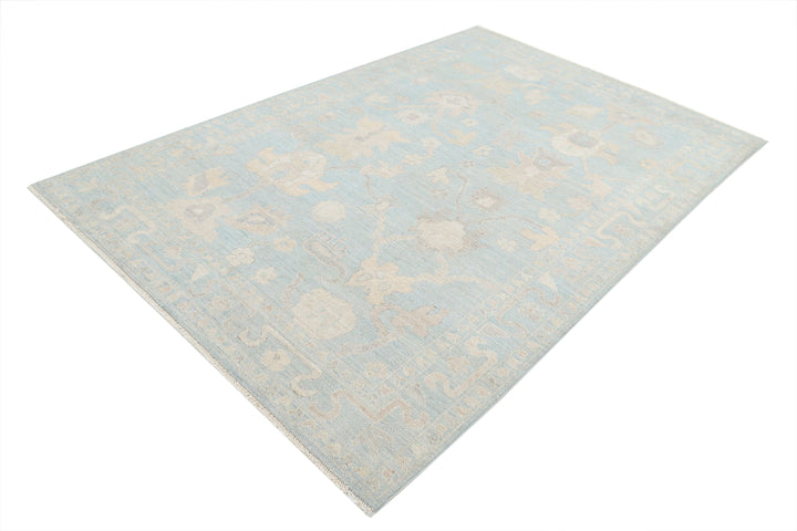 Hand Knotted Oushak Wool Rug 6' 0" x 8' 10" - No. AT91689