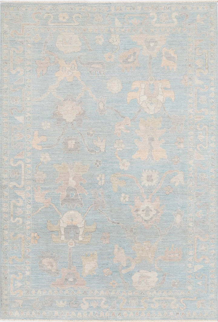 Hand Knotted Oushak Wool Rug 6' 0" x 8' 10" - No. AT91689
