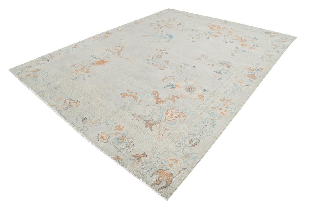 Hand Knotted Oushak Wool Rug 9' 2" x 12' 0" - No. AT44643