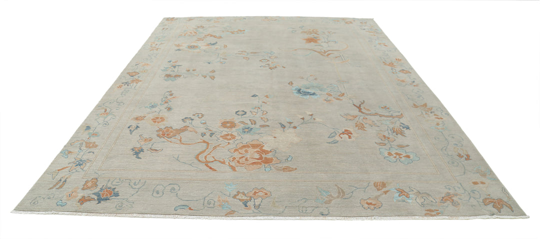 Hand Knotted Oushak Wool Rug 9' 2" x 12' 0" - No. AT44643