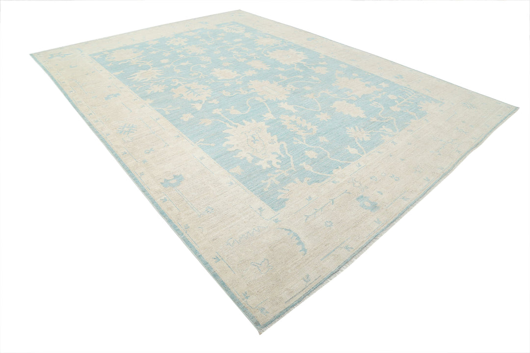 Hand Knotted Oushak Wool Rug 9' 8" x 13' 2" - No. AT36302