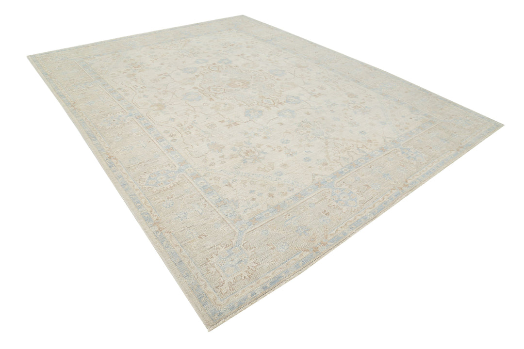 Hand Knotted Oushak Wool Rug 9' 4" x 11' 10" - No. AT73320