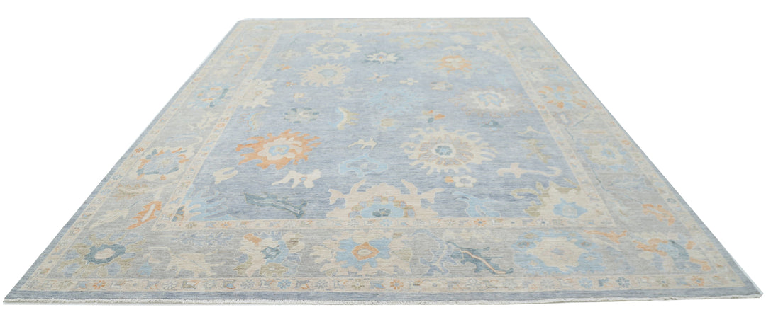 Hand Knotted Oushak Wool Rug 10' 0" x 13' 11" - No. AT31544
