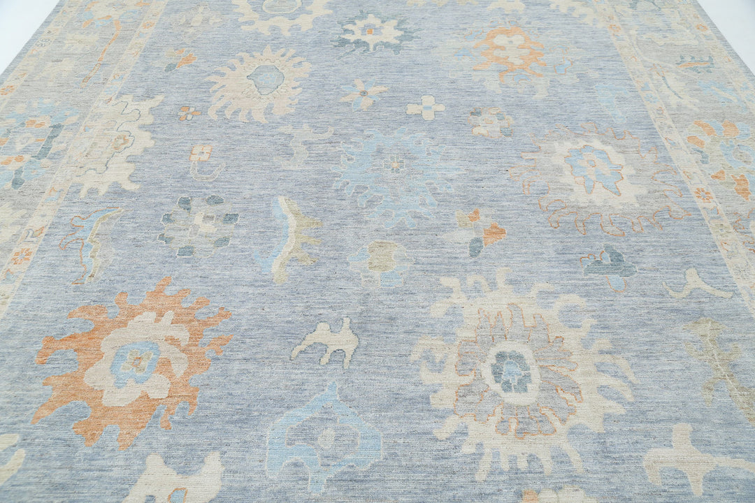 Hand Knotted Oushak Wool Rug 10' 0" x 13' 11" - No. AT31544