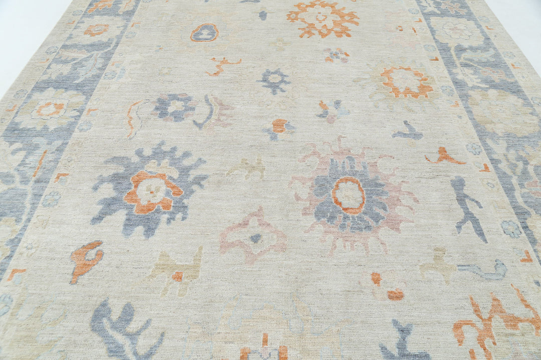 Hand Knotted Oushak Wool Rug 8' 11" x 12' 4" - No. AT72031