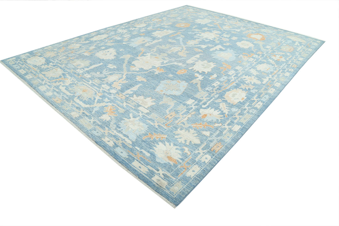 Hand Knotted Oushak Wool Rug 10' 4" x 13' 9" - No. AT24547