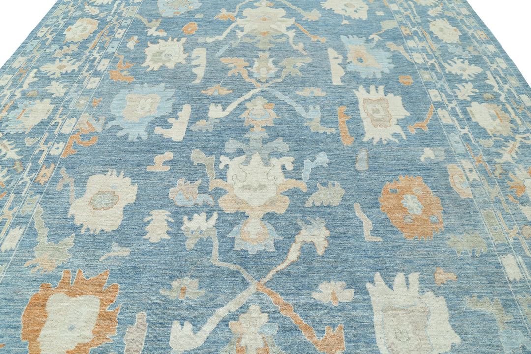Hand Knotted Oushak Wool Rug 10' 4" x 13' 9" - No. AT24547