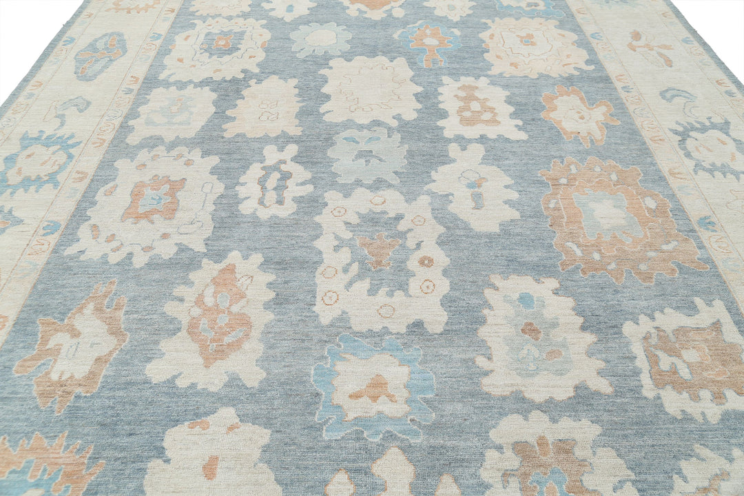 Hand Knotted Oushak Wool Rug 10' 3" x 13' 10" - No. AT60731