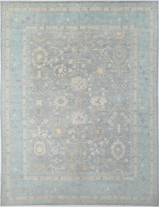 Hand Knotted Oushak Wool Rug 12' 0" x 15' 8" - No. AT97478