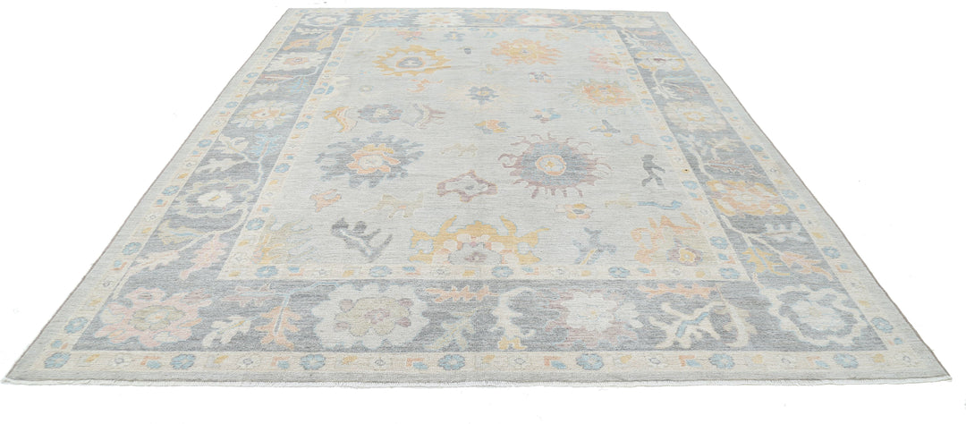 Hand Knotted Oushak Wool Rug 9' 0" x 12' 1" - No. AT15515