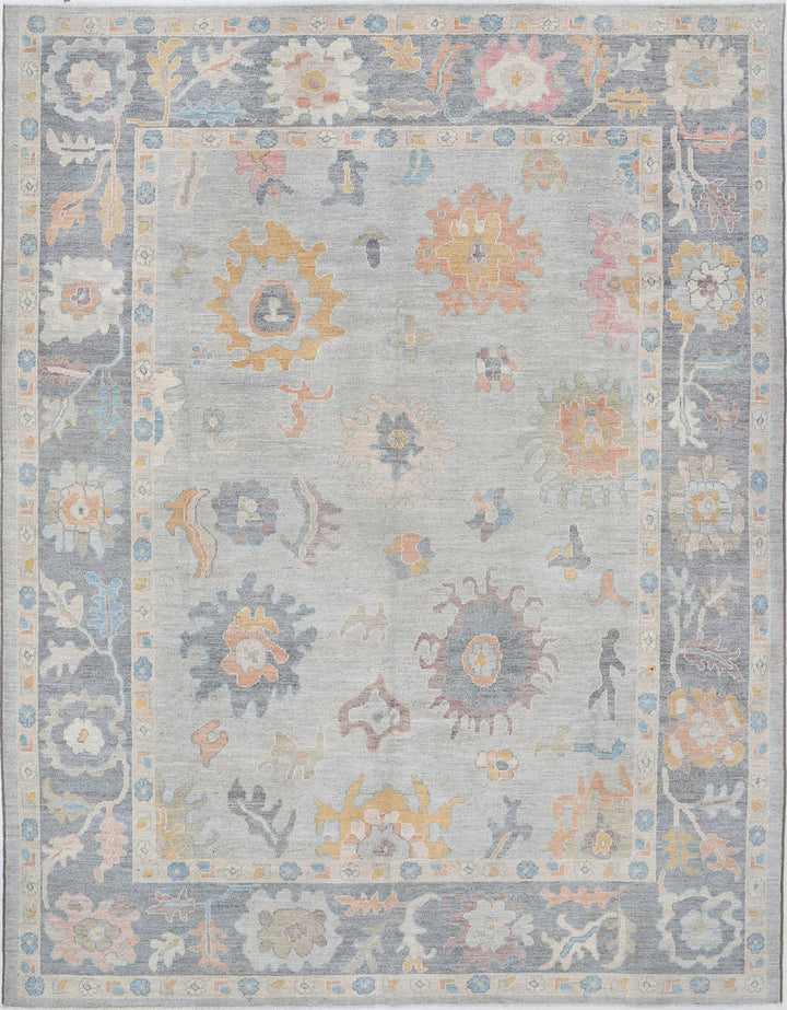 Hand Knotted Oushak Wool Rug 9' 0" x 12' 1" - No. AT15515