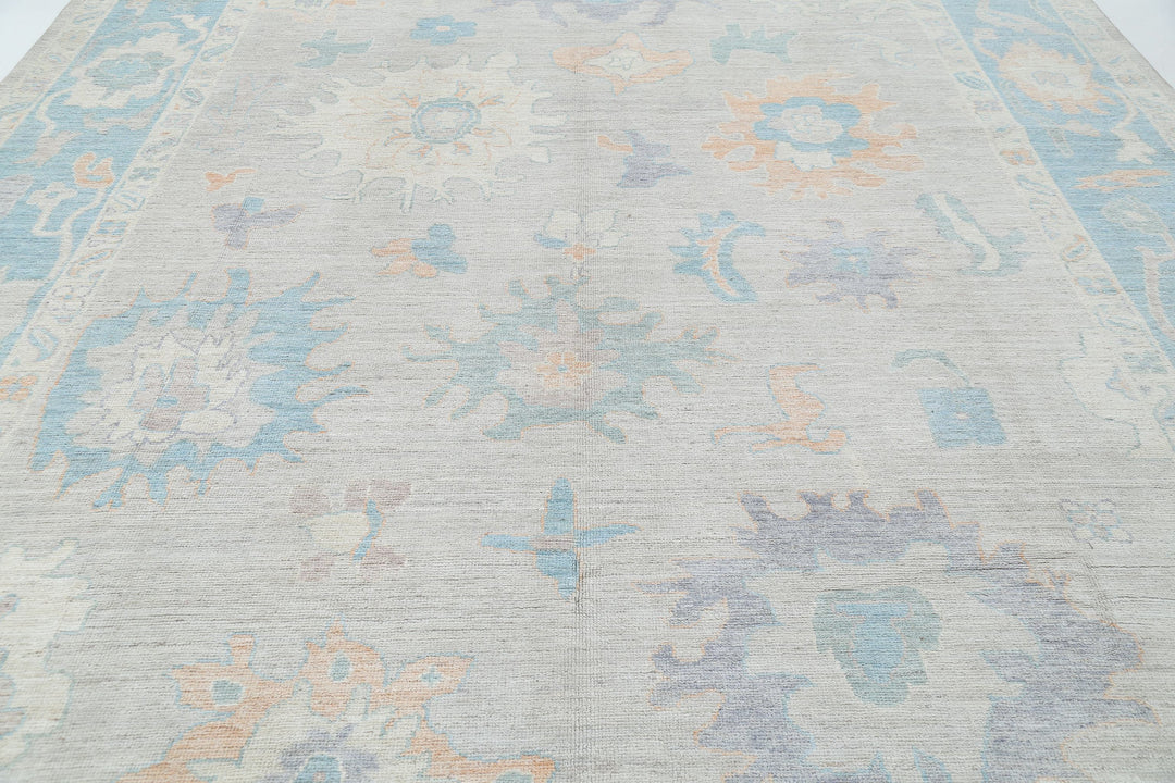 Hand Knotted Oushak Wool Rug 10' 3" x 14' 2" - No. AT84557