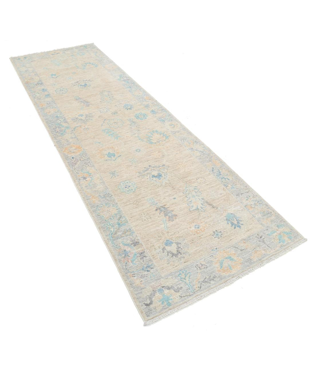 Hand Knotted Oushak Wool Rug 3' 0" x 9' 7" - No. AT14390