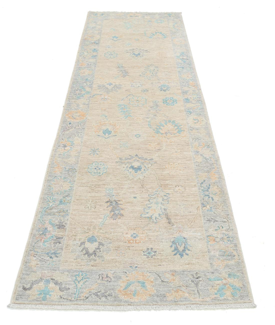 Hand Knotted Oushak Wool Rug 3' 0" x 9' 7" - No. AT14390