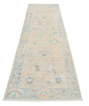 Hand Knotted Oushak Wool Rug 3' 0" x 9' 7" - No. AT14390